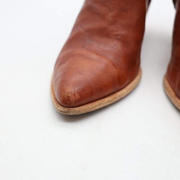 FRYE Reina Ankle Bootie Women's 6 M Cognac Leather Western Cowboy Pointed Toe - Picture 10 of 10